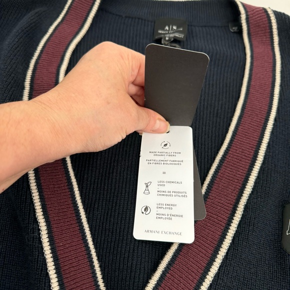 Armani Exchange Cardigan Men’s M Blue V-Neck Button Up Cotton/wool Blend $170 - Picture 8 of 16